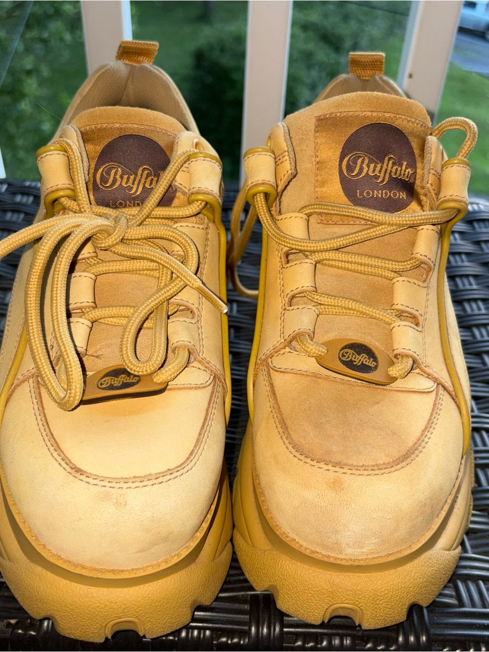 Buffalo London Yellow Suede Platform Sneakers
